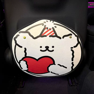 Car Seat Back Anti-Kick Pad for Women Cute Line Puppy Car Leather Seat Back Anti-Fouling Pad Cartoon Protective Pad (Chair back anti-kick pad) - white-love-line-puppy-1-picture
