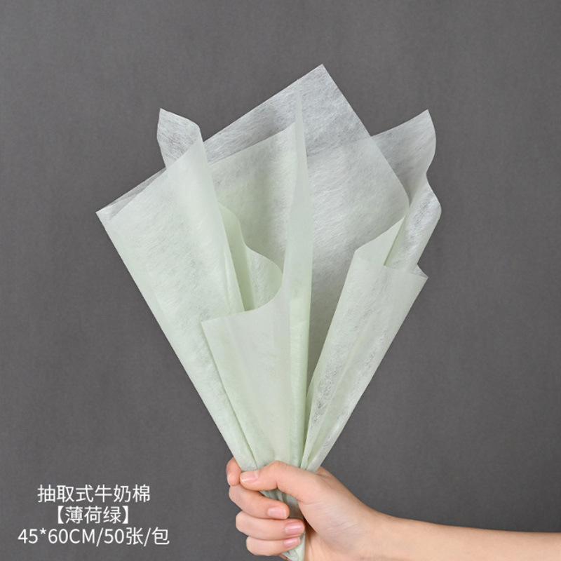 De estilo coreano de segunda generación de algodón leche rollo de tela no tejida floristería floral papel de algodón impermeable tienda de flores pastel de hornear papel de embalaje