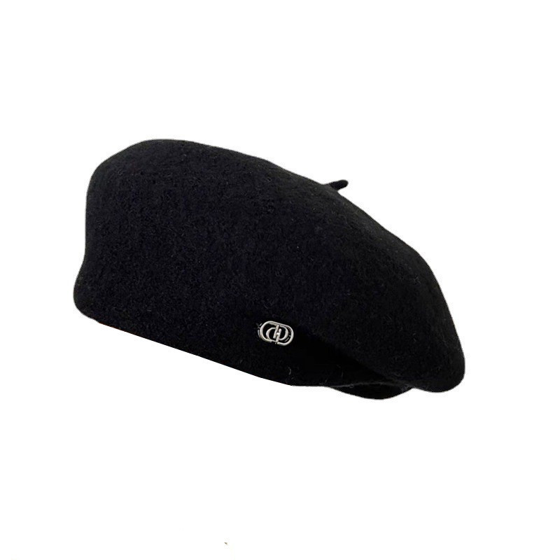 Höstvinterformade basker, japansk designers oregelbundna veckade konstnärshatt, koreansk version, liten och mångsidig_voghion.com