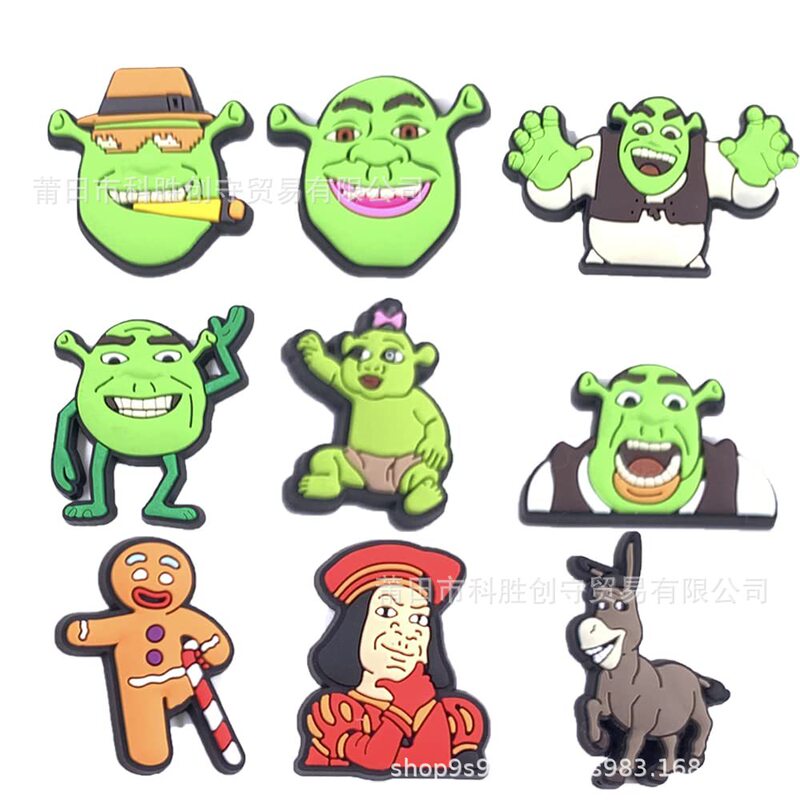 Cross-border exclusive for monster Shrek shoe flower decorative buckle PVC soft rubber shoe buckle hole shoes diy accessories detachable