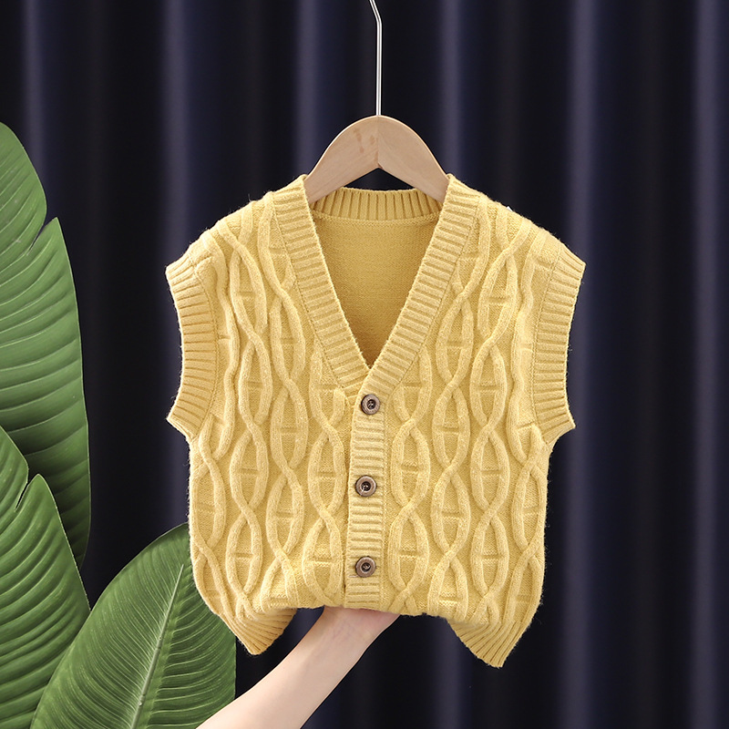 [Jin Yong] entrega de una pieza estilo coreano 2021 otoño ropa para niños suéter para niños y niñas Chaleco de torsión cardigan
