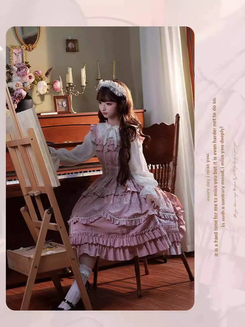 Платье в стиле JSK Лолита, вышит bodice, многослойные воланы, размер S