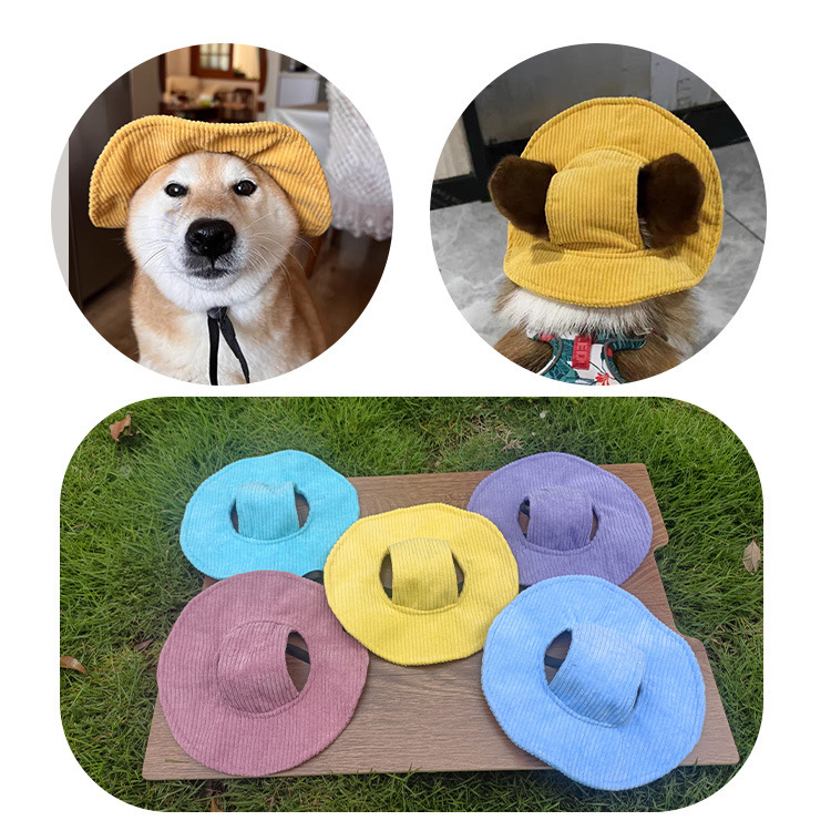 Ins Fashion Pet Hat Dog Fisherman Hat Exposed Ears Cat Sun Hat Shiba Dog Corgi Sun Protection Camping Hat