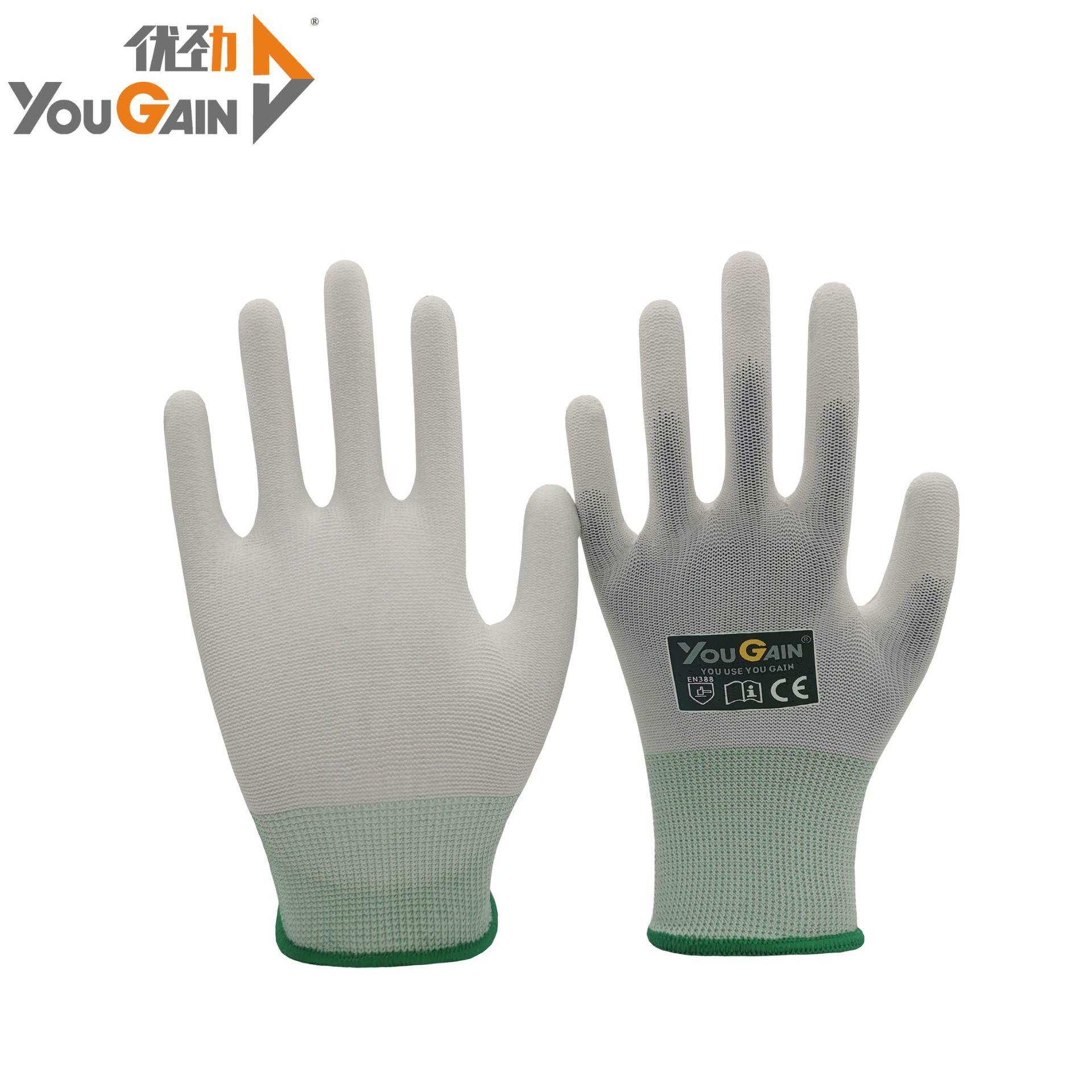 PU涂掌手套 轻薄透气防滑防静电无尘电子厂女工作劳保手套