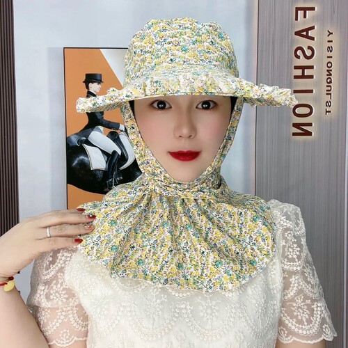 New tea-picking hat, fungus lace, sun protection hat for working in the field, face and neck protection, windproof sun visor for men and women, cycling