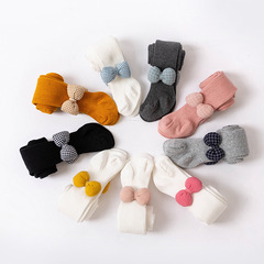 Children's bow leggings for spring and autumn, girls' baby drawstring leggings, wearable leggings