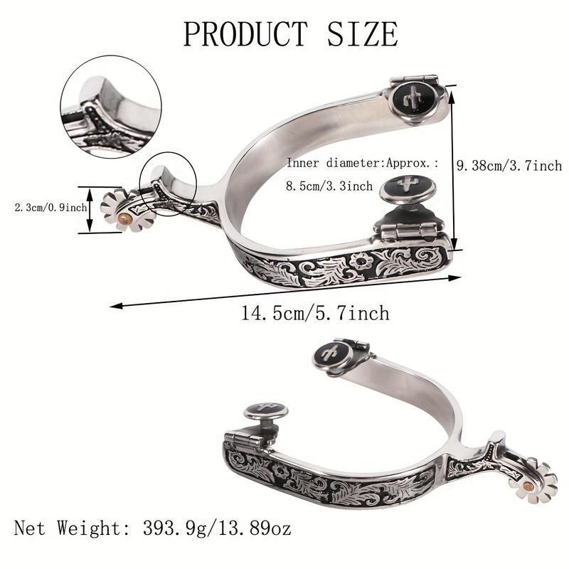 ⑤ J4772026 new pattern Cross border On behalf of black pattern Stainless steel Cowboy Spurs Cross border On behalf of