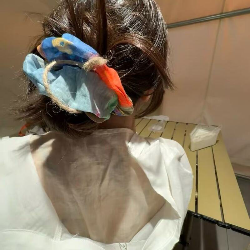 ボヘミアンスタイル文学レトロオリジナル不規則ステッチラミー手作りヘアゴムグリーンブルーイエローヘアゴム|undefined