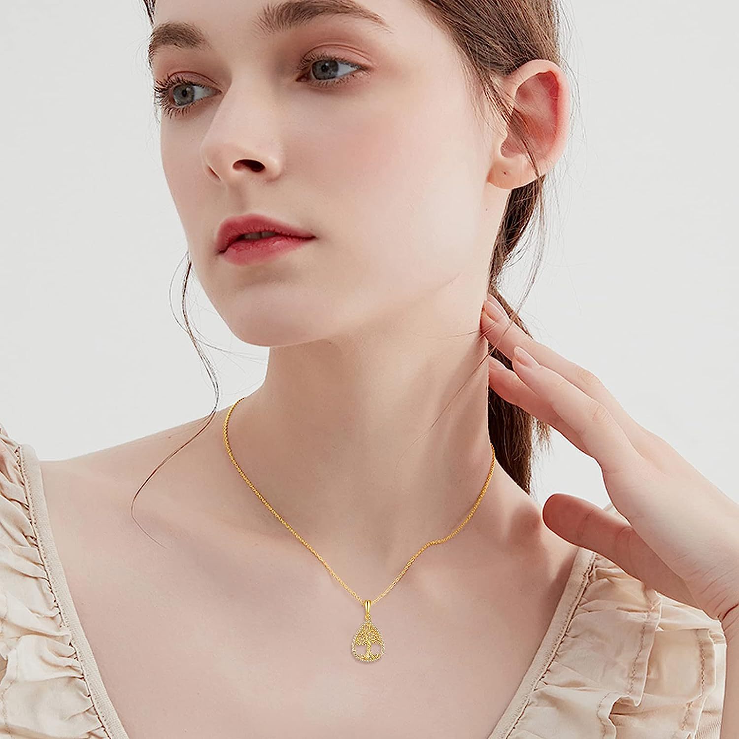 Nieuwe bestverkochte modehanger, eenvoudige uitgeholde levensboomketting, Moederdagcadeau_voghion.com