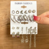 Metal earrings, retro set from pearl, European style, wholesale