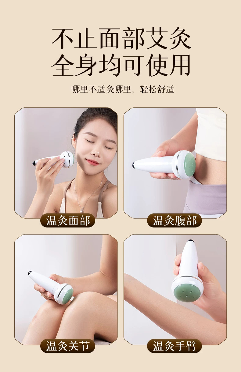 Peach Blossom Facial Moxibustion Device Jade Beauty Massage Tool for Face Lifting with 40 Moxa Cones in use