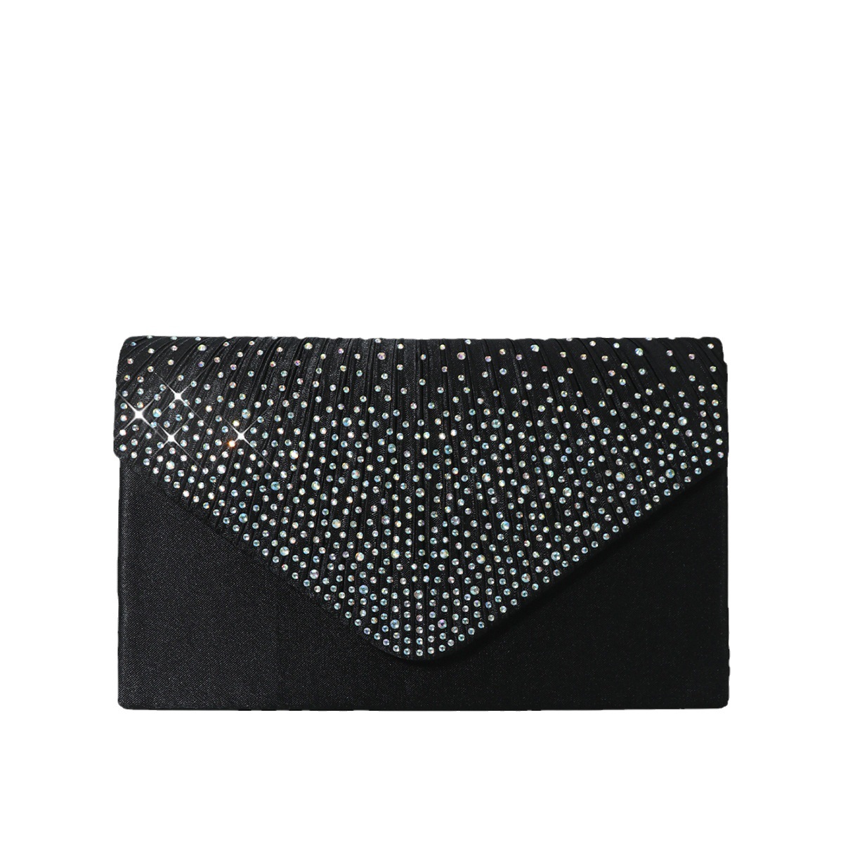 Bolso de noche de hombro de las mujeres transfronterizas bolso de vestir de estilo japonés Flip color rhinestone negro embrague moda bolso de noche