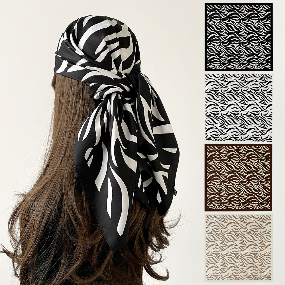 Large Silk Square Scarf For Women Animal Print Luxurious Hijab_voghion.com