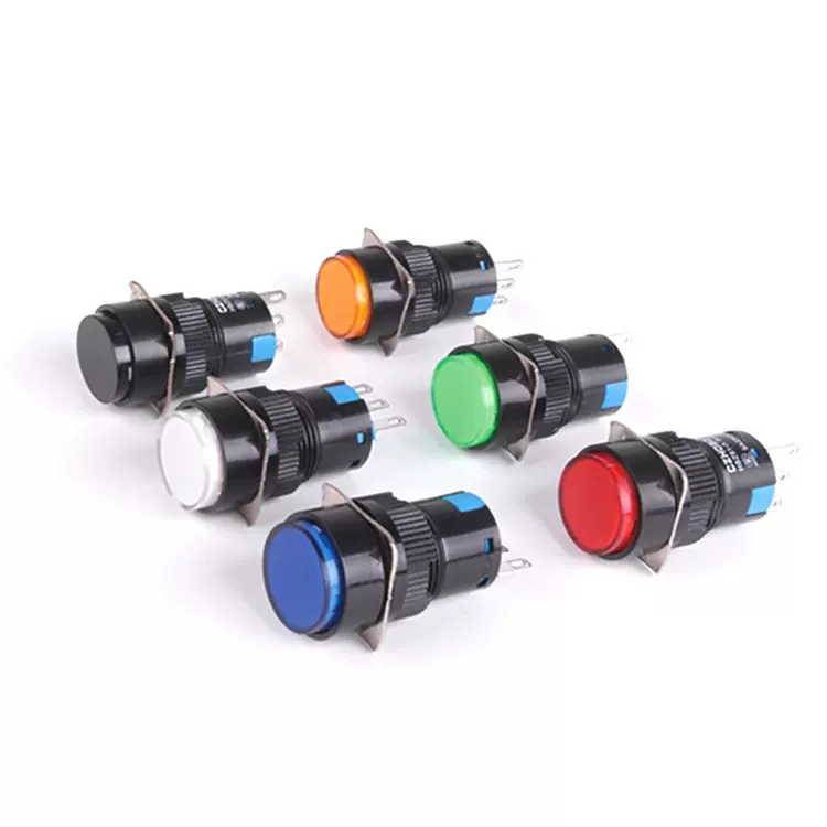 16MM圆形按钮开关LA16-11 三脚无灯无锁自复位/自锁 点动按键开关