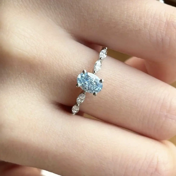 Platinum blue diamond, wedding ring