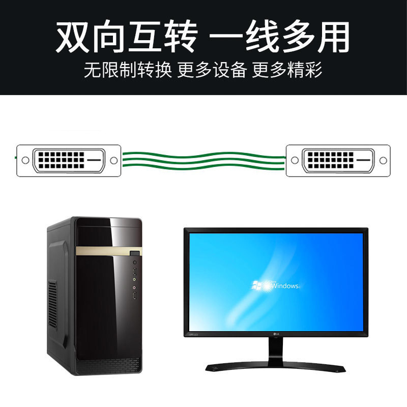 卸売りdvi線24 + 1 v 3-v 2公対公コンピュータディスプレイプロジェクターhd線dvi線1080|undefined