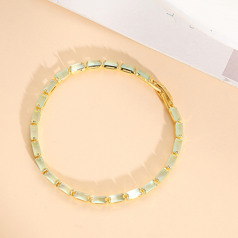 New Electroplated Zircon Rectangular Clasp Bracelet, Light Luxury High-end Feel, Fashionable Exquisite, Versatile And_voghion.com