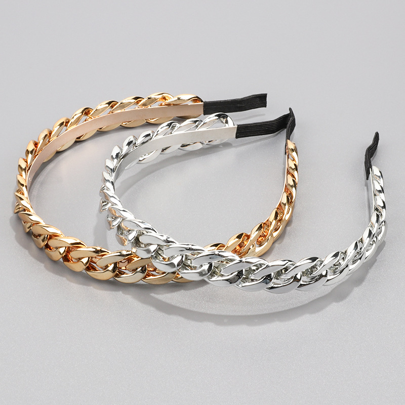 Vintage Style Geometric Solid Color Alloy Plating Hair Band display picture 3