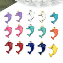 韩版可爱海洋彩色海豚不锈钢珐琅饰品配件挂坠diy项链钥匙扣吊坠
