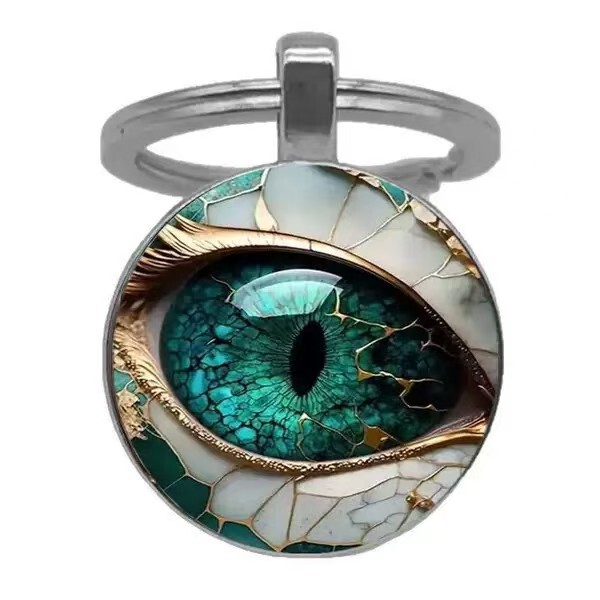 Cross-Border Time Gem Evil Eye Devil Blue Eyes Round Glass Keychain Pendant Personalized Accessories Wholesale Cross-Border Time Gem Evil Eye Devil Blue Eyes Round Glass Keychain Pendant Personalized Accessories Wholesale