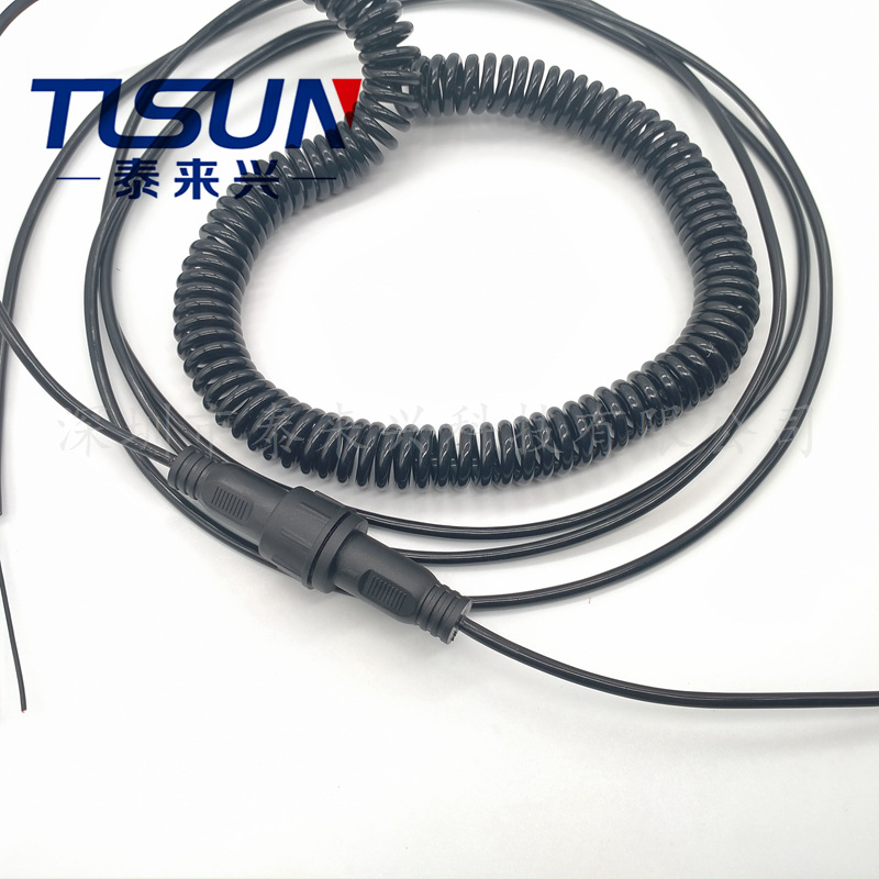 TPU护套 弹簧加工线带公母接头 医疗设备适用接线