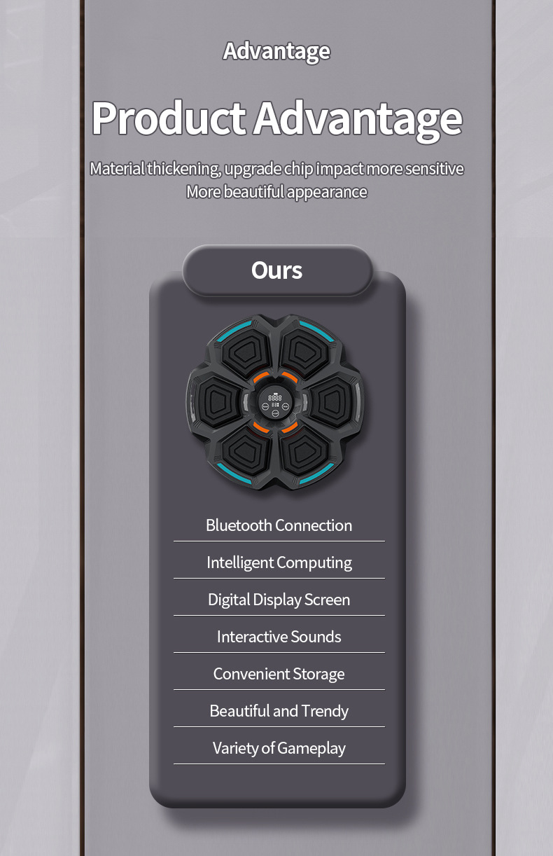 跨境蓝牙音乐拳击靶儿童拳击训练器家用音乐拳击机详情3