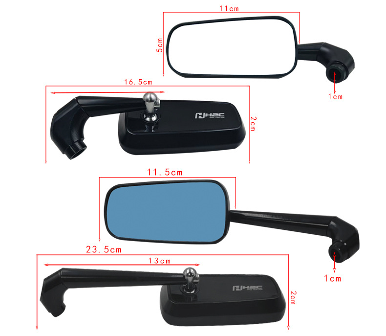 Motorcycle Modified Universal Semi-Cnc Aluminum Alloy H2C Rearview Mirror Blue/Chrome Mirror Anti-Glare Reflector