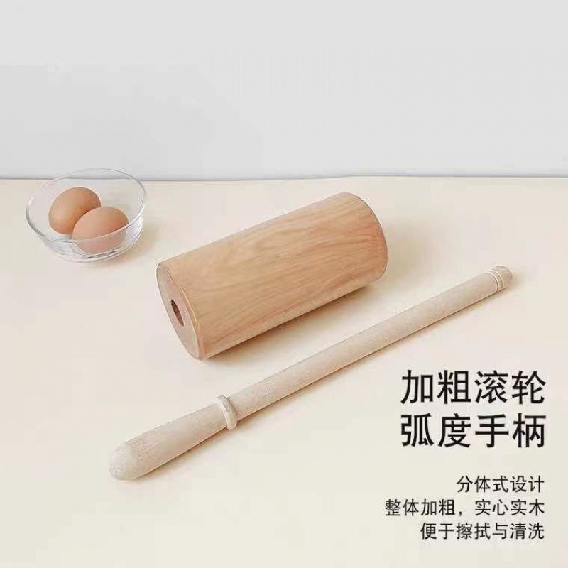 实木走锤擀面杖家用通心滚轴擀面棍饺子皮压面擀棒烘焙工具|undefined