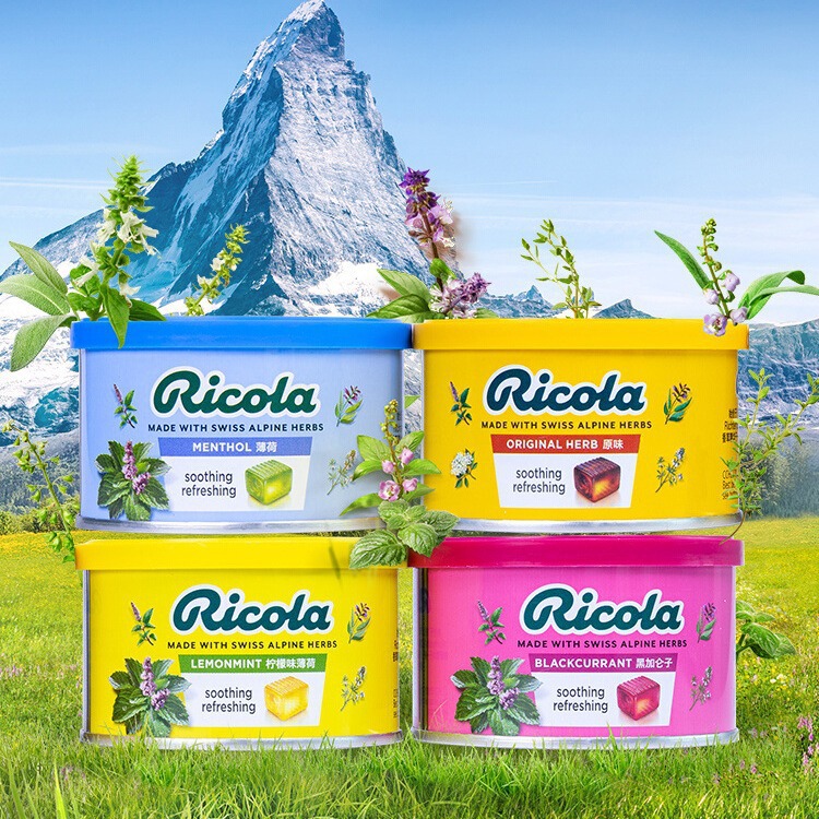 批发瑞士进口Ricola利口乐无糖柠檬薄荷润喉糖原味口气清新硬糖