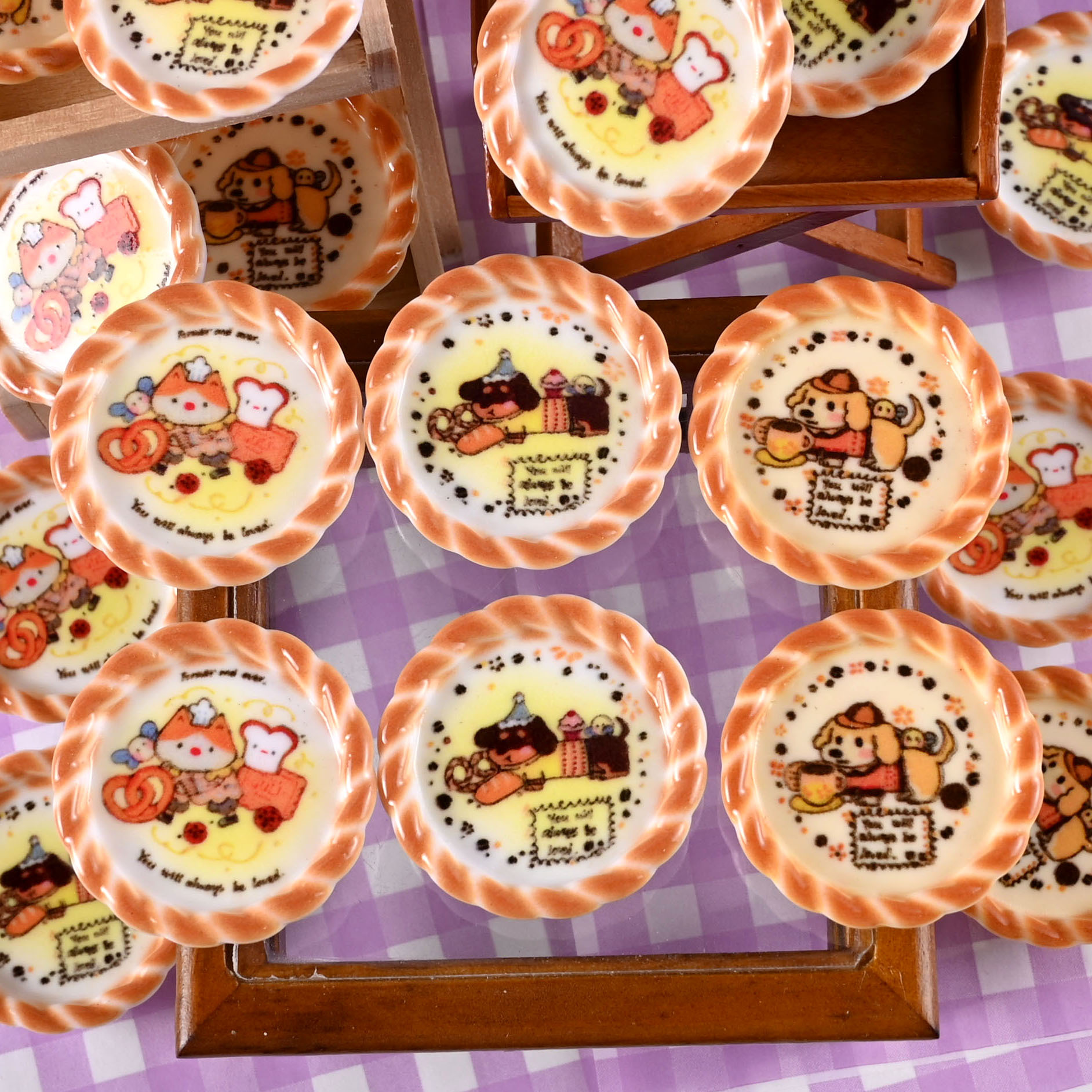 狗狗面包盘 树脂仿真面包盘diy娃娃屋微缩食玩便利店模型