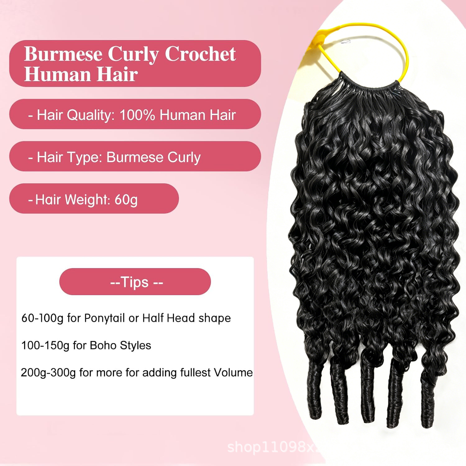 Cabello de crochet burmess rizado cabello humano real tres generaciones sin plegado plumas extensiones de cabello de Myanmar canción directa