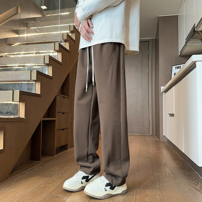 Herren-Jogginghose aus Waffelstrick für Herbst und Winter, trendige Marke, hochwertiges Tragegefühl, lockerer, gerader Schnitt, sportlich-lässig_voghion.com