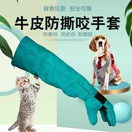 牛皮防撕咬手套防狗咬猫挠手套训犬神器加厚牛皮训练动物手套批发