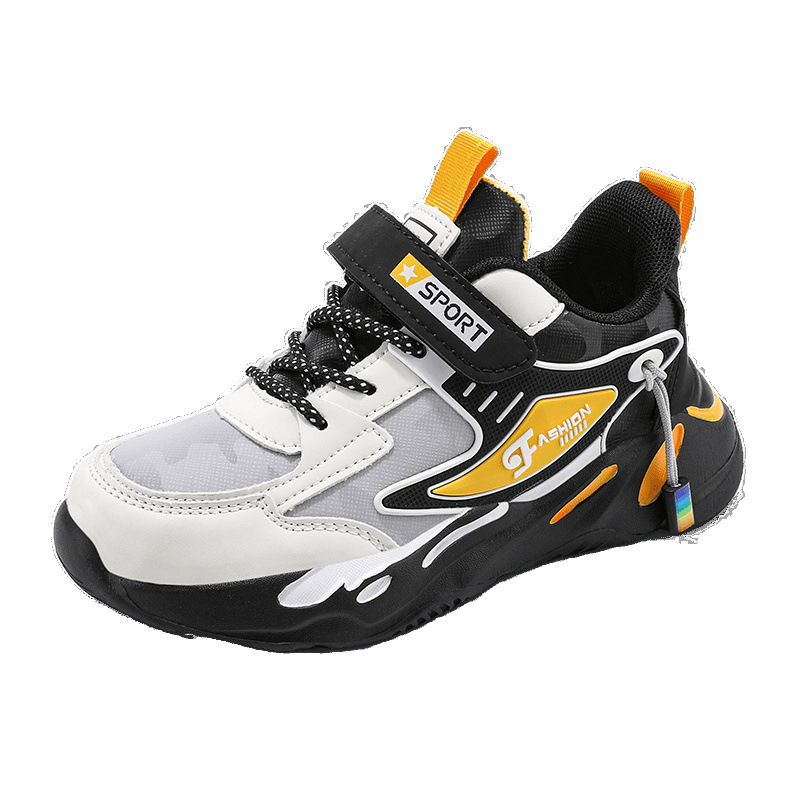 Zapatos para niños, zapatos deportivos para niños, superficie de cuero impermeable, zapatos para correr casuales para estudiantes de primaria y secundaria