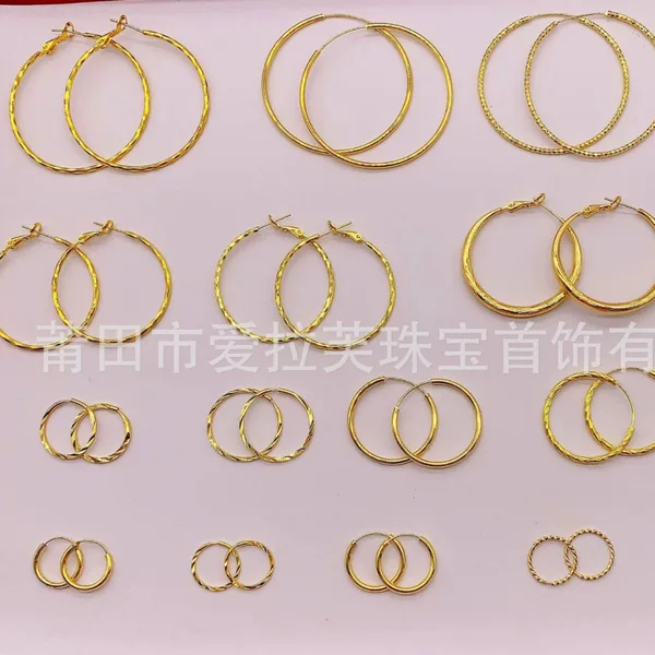 Brass gold-plated circle earrings South Korea ins simple elegant earrings fashion commuter earrings factory wholesale