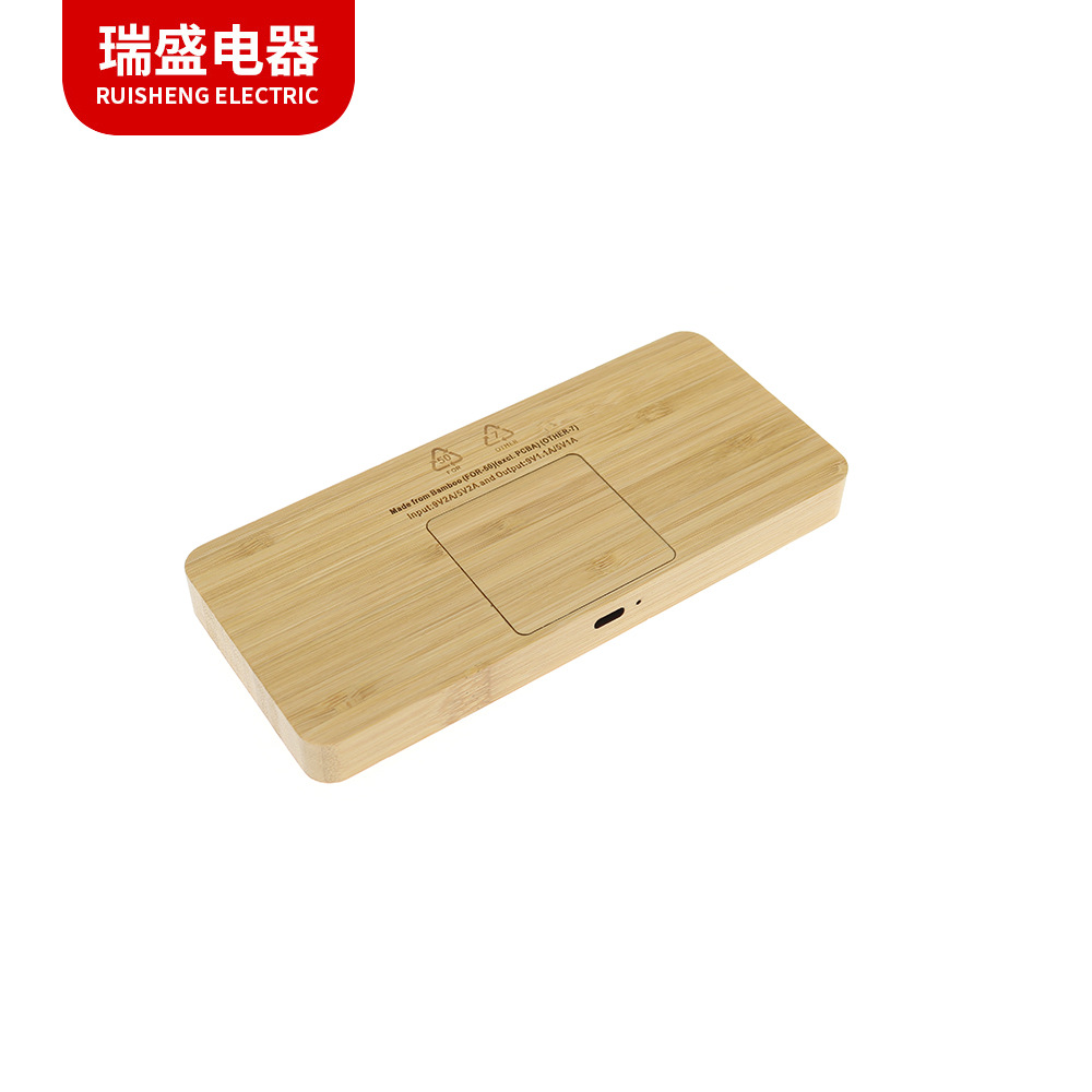 Oficina de bambú simple cargador inalámbrico de madera rectangular cargador inalámbrico de teléfono móvil Apple Huawei