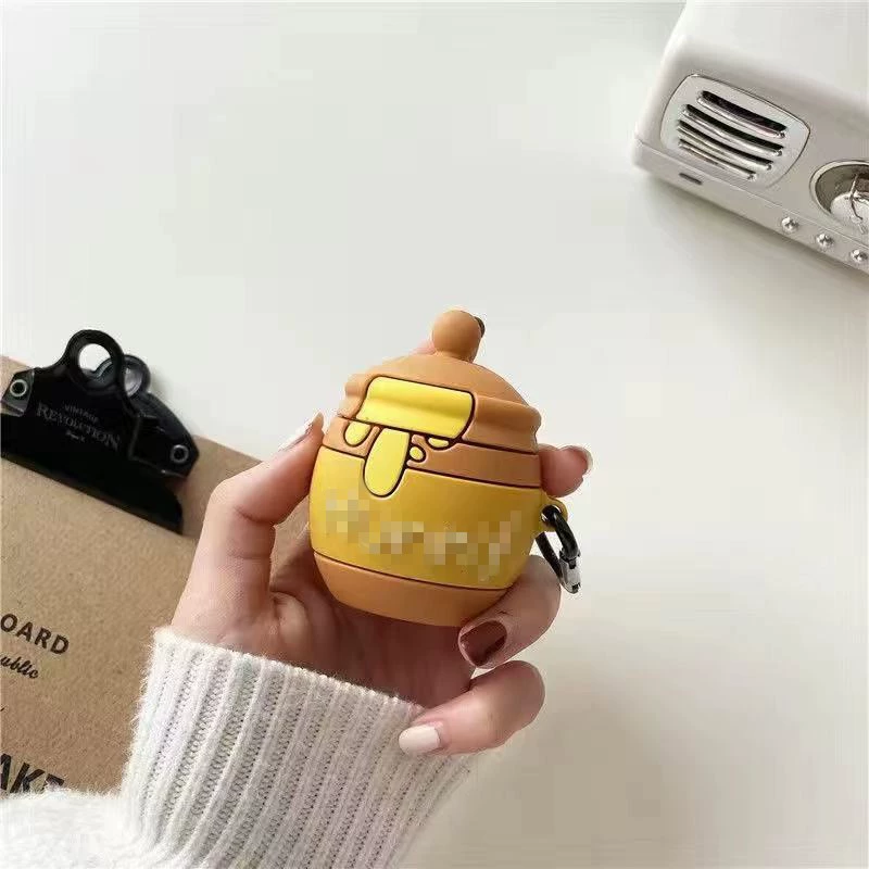 Силиконовый защитный чехол (совместим с Apple) для AirPods 1/2, милые мультяшные дизайны, с крючком/кольцом