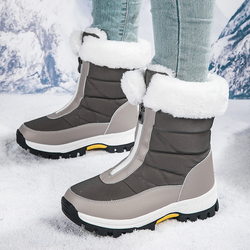 2024 invierno al aire libre de alta calidad más terciopelo calentamiento de fondo grueso zapatos de nieve nuevas tendencias transfronterizas botas de algodón ligeras mujeres