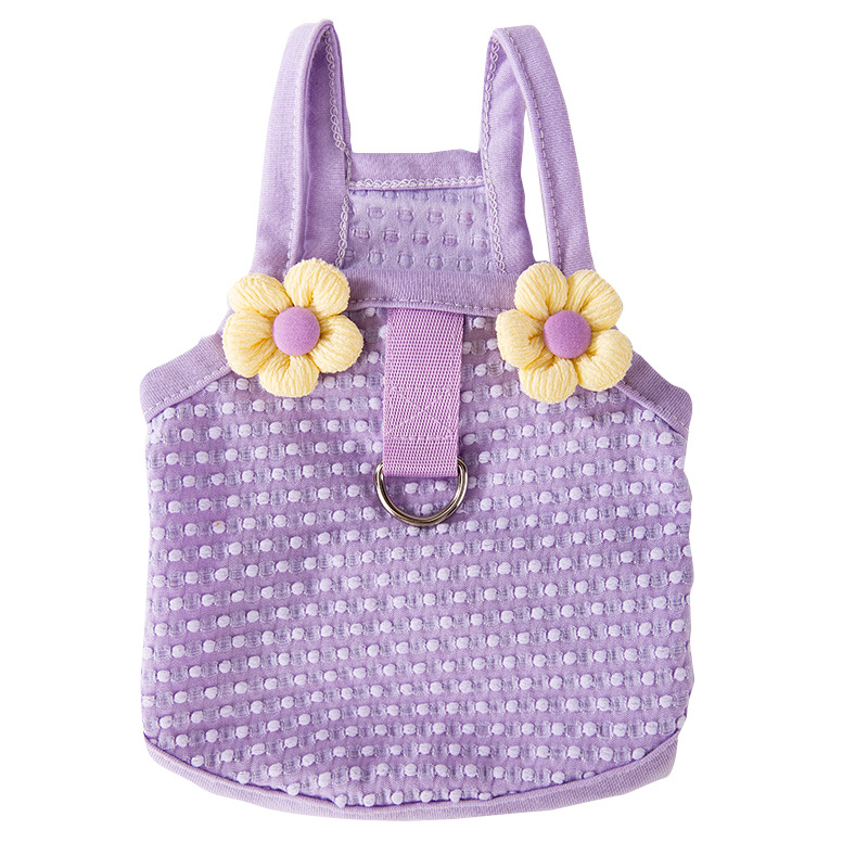 Primavera y verano perros coreanos frescos princesas estereoscópicos flores tracción cabina gato dos patas mascotas Teddy ropa