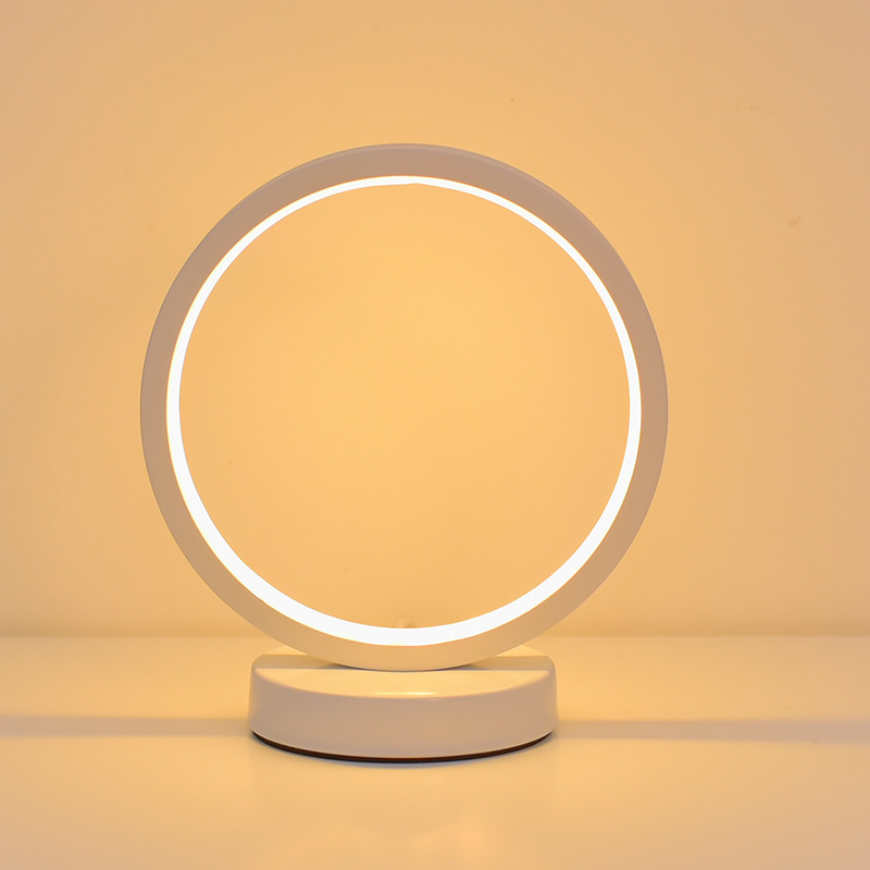創意北欧led電気スタンド寝室ベッドサイドランプ円環形雰囲気ランプ小夜灯睡眠装飾寮机|undefined