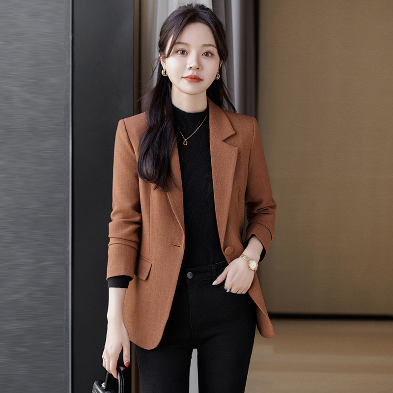 Qigu Niang Suit Jacket Women's Spring and Autumn 2024 All-match Korean Style Elegant Slim-fit Waist Suit Top