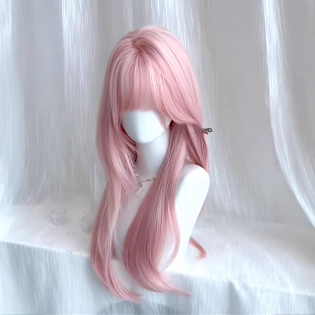 Koni rožinis perukas moterims – ilgas perukas su visa galva, skirtas Cosplay, Lolita ir kostiumams