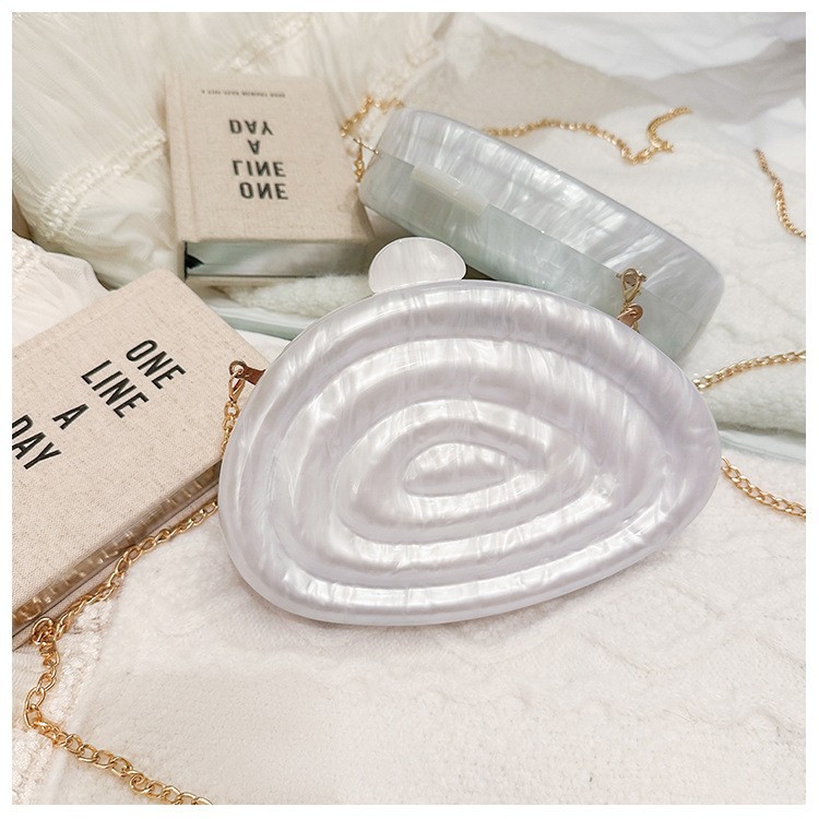 Comercio exterior transfronterizo damas nueva bolsa de cena acrílico conchas bolsa de cena fiesta de boda lujosa bolsa de mano de moda ligera