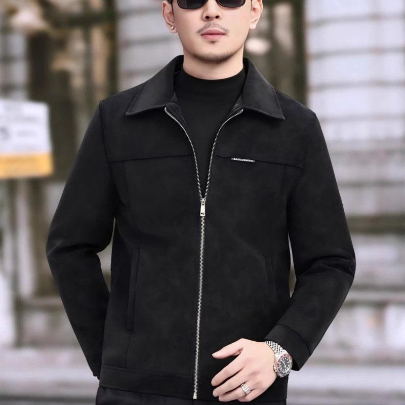 Low-Priced Winter Fleece-Lined Thickened Lapel Pu Short Jacket Leather Coat for Men, Fashionable, Casual, Versatile and Simple