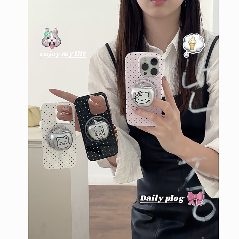 Simple Polka Dot Cat and Dog Magnetic Stand Suitable for iPhone 17 Apple 16 Pro Max/15 Phone Case 14 Simple Polka Dot Cat and Dog Magnetic Stand Suitable for iPhone 17 Apple 16 Pro Max/15 Phone Case 14