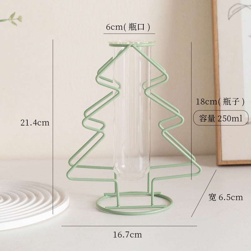 Navidad de hierro creativo vasija de vidrio forjado estilo de árbol hidropónico verde flor de plantación decoración de sala de estar decoración de oficina mesa