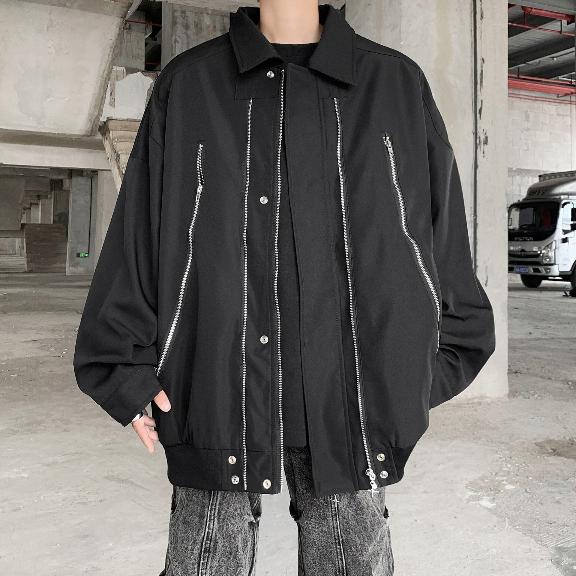 Design retro solid color jacket for men and women