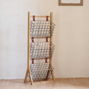 Floor-Standing Creative Storage Rack Household Solid Wood Shelf Multi-Layer Toy Storage and Organization Rack Living Room Book Display Bookshelf