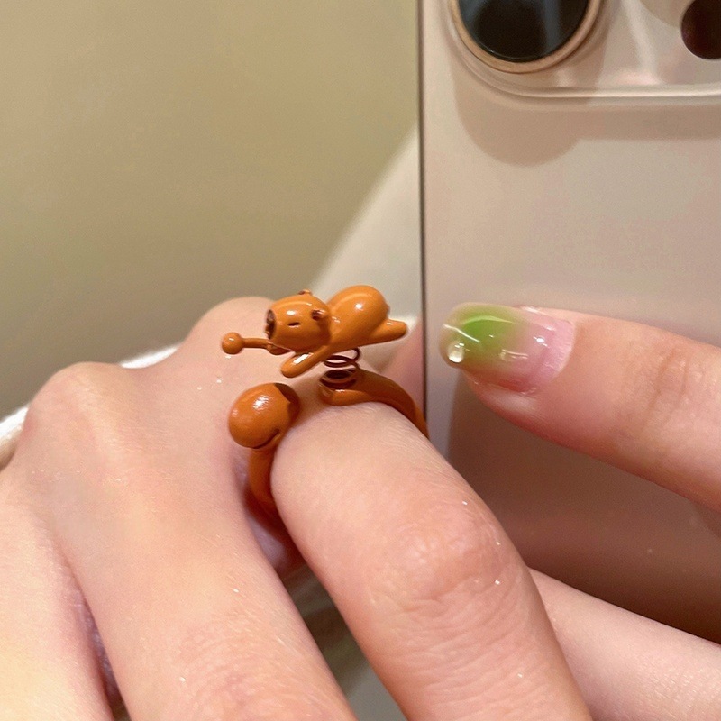 卡通乐园_风车小猫戒指女款多巴胺学生党食指戒小众设计叠戴指环|undefined
