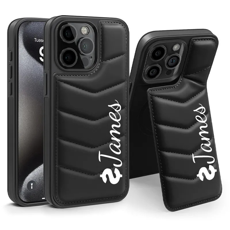 Explosive Etsy TT Phone Case Personalized Luxury Lycra Down Leather Magnetic Invisible Stand iPhone Case